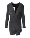 Iro Side Ruched Mini Dress In Silver Viscose In Silver