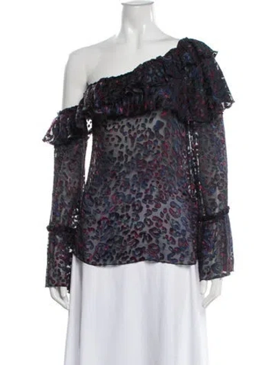 Pre-owned Iro Silk Animal Print Blouse In Blue