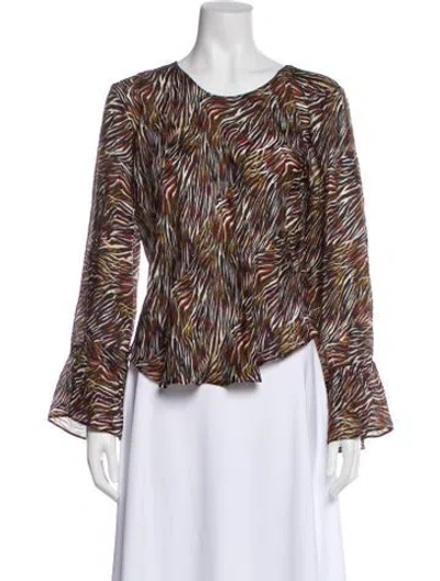Pre-owned Iro Silk Animal Print Blouse In Brown