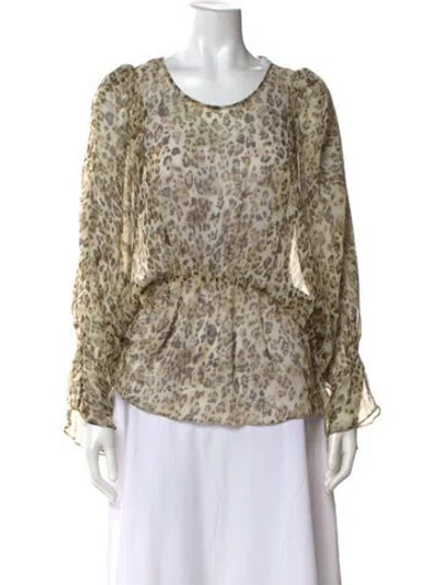 Pre-owned Iro Silk Animal Print Blouse In Brown