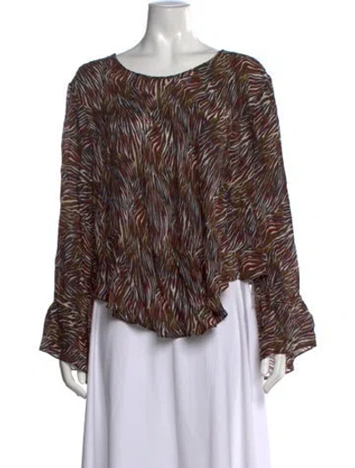 Pre-owned Iro Silk Animal Print Blouse In Brown