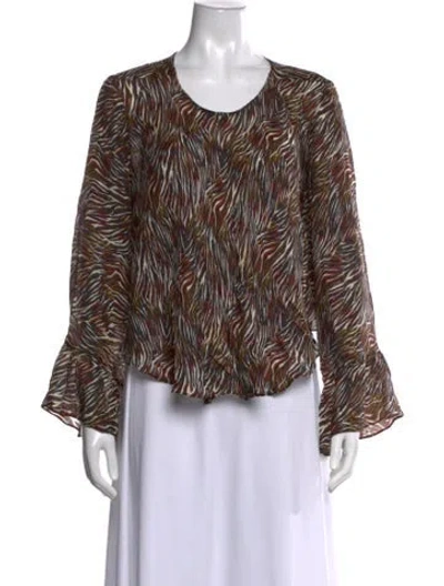 Pre-owned Iro Silk Animal Print Blouse In Brown