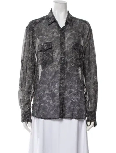 Pre-owned Iro Silk Animal Print Blouse In Grey