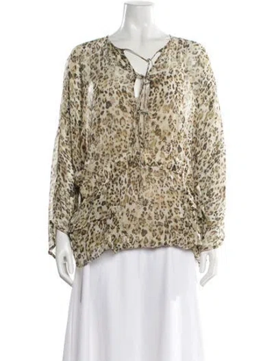Pre-owned Iro Silk Animal Print Blouse In Neutral