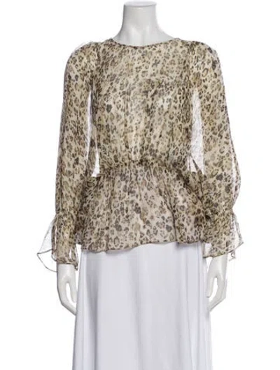 Pre-owned Iro Silk Animal Print Blouse In Neutral