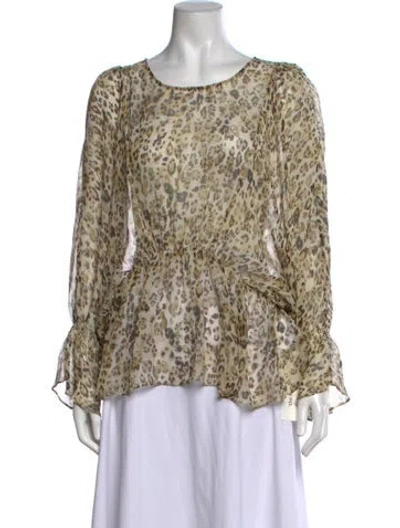 Pre-owned Iro Silk Animal Print Blouse In Neutrals