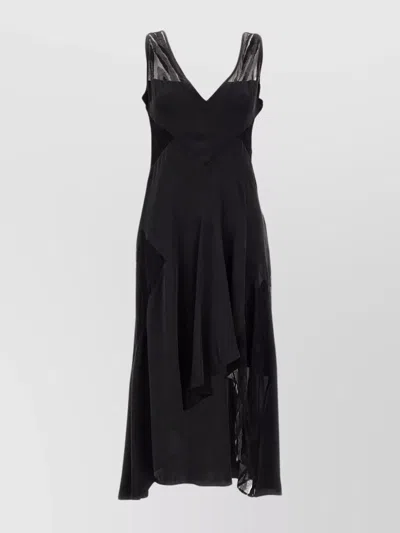 Iro Silk Dress With Asymmetric Hem And Flounced Pattern