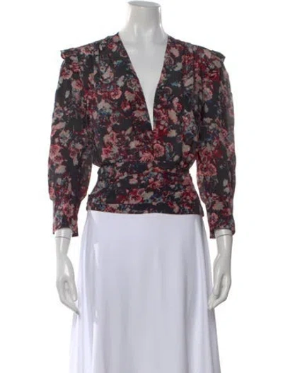 Pre-owned Iro Silk Floral Print Blouse In Black