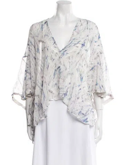 Pre-owned Iro Silk Floral Print Blouse In Blue