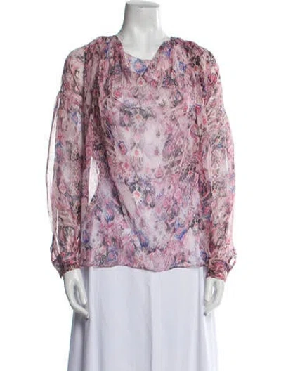 Pre-owned Iro Silk Floral Print Blouse In Pink