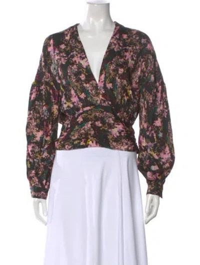 Pre-owned Iro Silk Floral Print Blouse In Purple