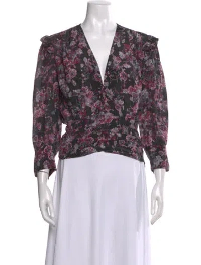 Pre-owned Iro Silk Floral Print Blouse In Purple
