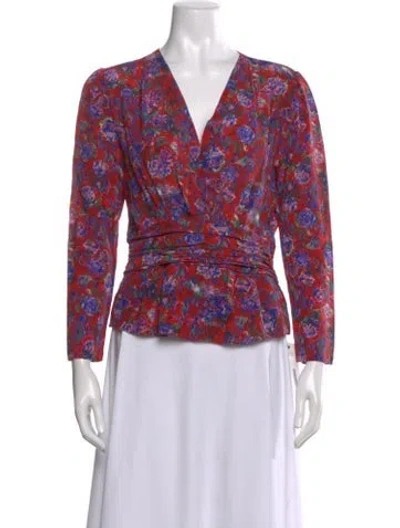 Pre-owned Iro Silk Floral Print Blouse In Red