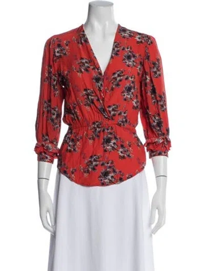 Pre-owned Iro Silk Floral Print Blouse In Red