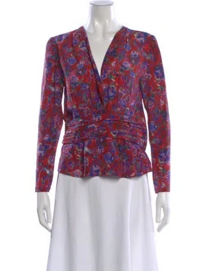 Pre-owned Iro Silk Floral Print Blouse In Red
