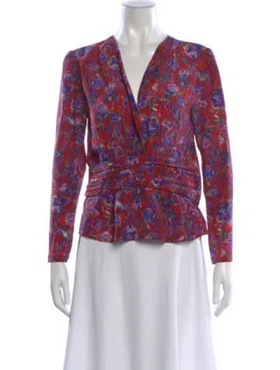 Pre-owned Iro Silk Floral Print Blouse In Red