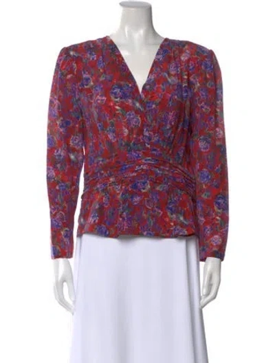 Pre-owned Iro Silk Floral Print Blouse W/ Tags In Red