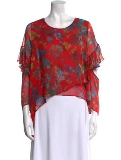 Pre-owned Iro Silk Floral Print Blouse W/ Tags In Red