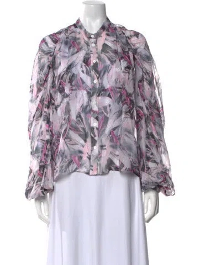 Pre-owned Iro Silk Floral Print Blouse In White