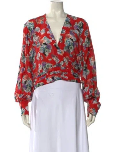 Pre-owned Iro Silk Floral Print Crop Top In Red