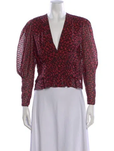 Pre-owned Iro Silk Floral Print Crop Top In Red