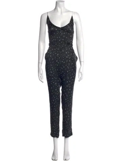 Pre-owned Iro Silk Floral Print Jumpsuit In Black