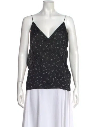 Pre-owned Iro Silk Floral Print Top In Black