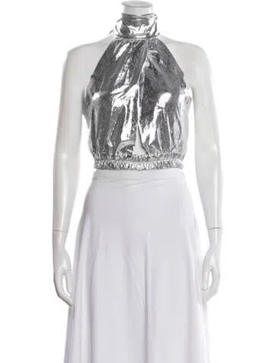 Pre-owned Iro Silk Halterneck Crop Top In White