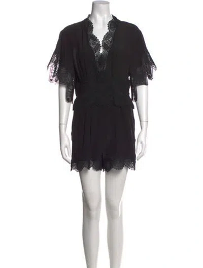 Pre-owned Iro Silk Lace Pattern Romper In Black
