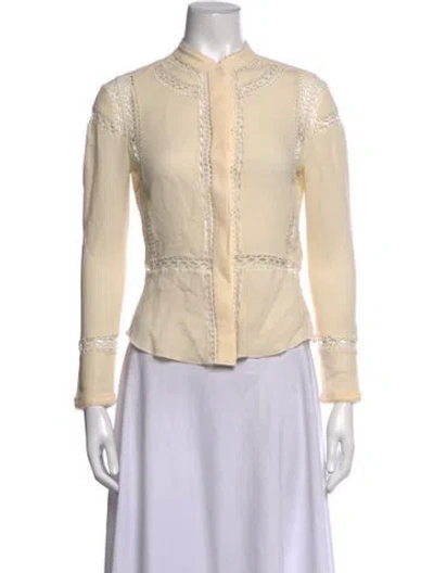 Pre-owned Iro Silk Long Sleeve Blouse In White