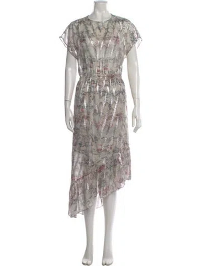 Pre-owned Iro Silk Midi Length Dress In Gray