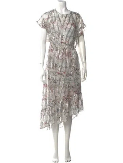 Pre-owned Iro Silk Midi Length Dress In Gray