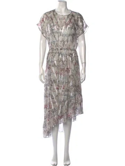 Pre-owned Iro Silk Midi Length Dress In Grey/metallic