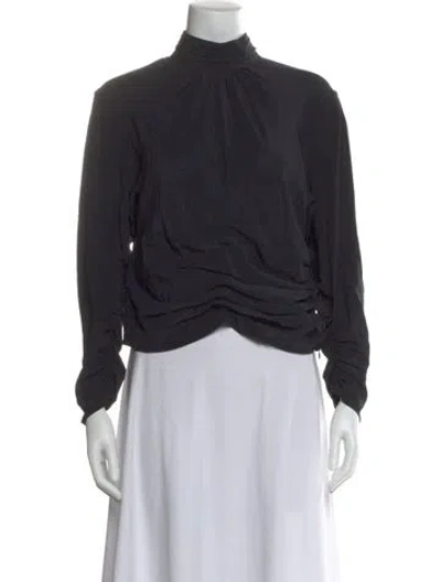 Pre-owned Iro Silk Mock Neck Blouse In Black