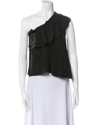 Pre-owned Iro Silk One-shoulder Crop Top In Black