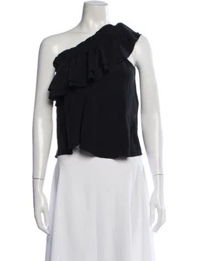 Pre-owned Iro Silk One-shoulder Top In Black