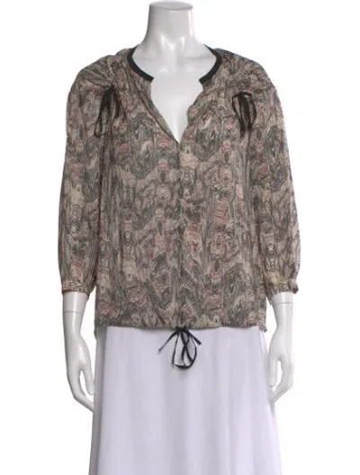 Pre-owned Iro Silk Patterned Blouse In Brown