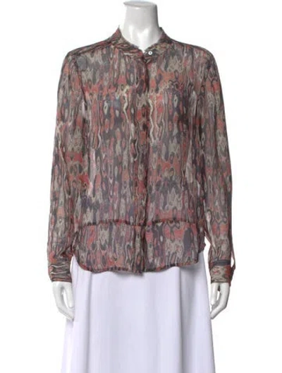 Pre-owned Iro Silk Patterned Blouse In Orange