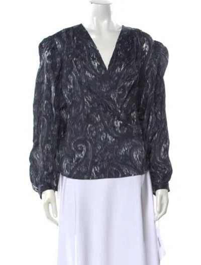 Pre-owned Iro Silk Patterned Blouse W/ Tags In Blue