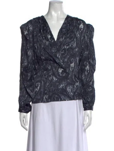 Pre-owned Iro Silk Patterned Blouse W/ Tags In Blue