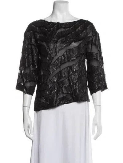 Pre-owned Iro Silk Patterned Top In Black