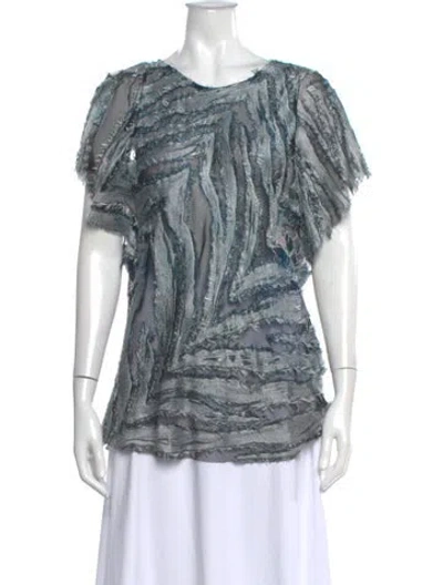 Pre-owned Iro Silk Patterned Top In Blue