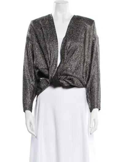 Pre-owned Iro Silk Plunge Neckline Crop Top In Silver