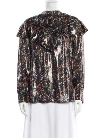 Pre-owned Iro Silk Printed Blouse In Black