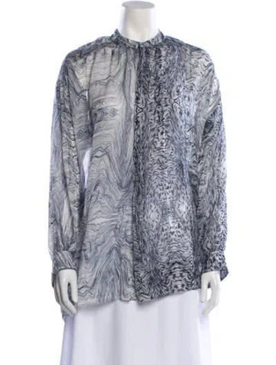 Pre-owned Iro Silk Printed Blouse In Blue