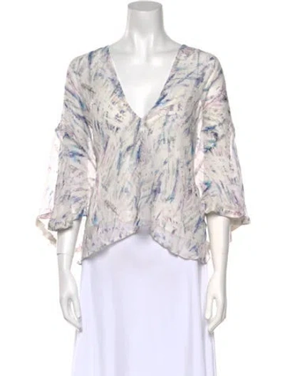 Pre-owned Iro Silk Printed Blouse W/ Tags In Purple