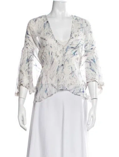 Pre-owned Iro Silk Printed Blouse In White