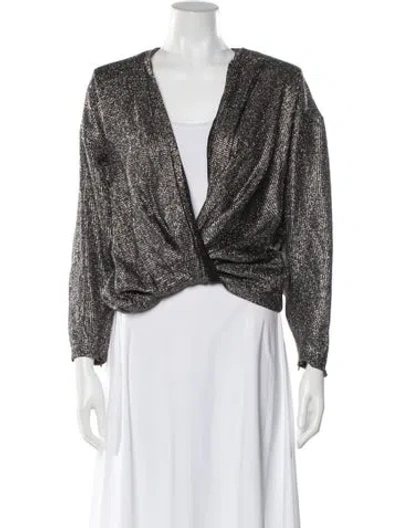 Pre-owned Iro Silk Printed Crop Top In Silver