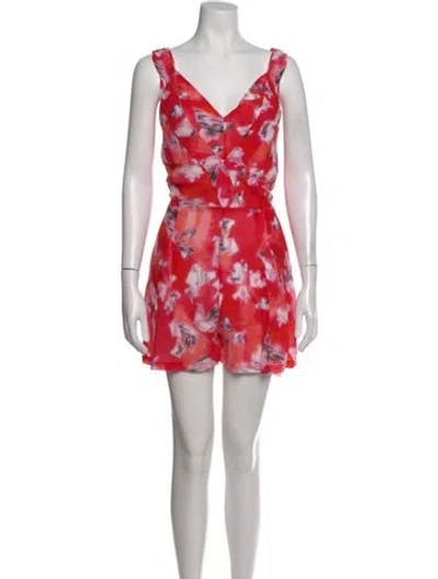 Pre-owned Iro Silk Printed Romper In Red