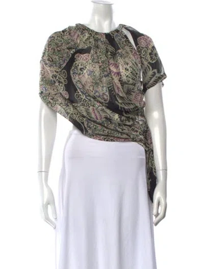 Pre-owned Iro Silk Printed Top W/ Tags In Neutrals